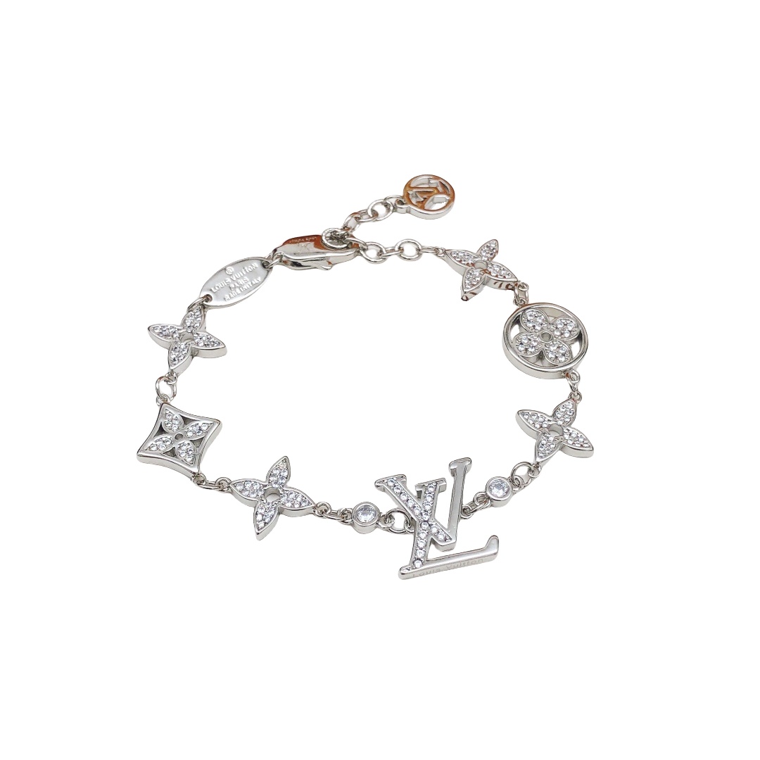 LVS041 LV Idylle blossom monogram motifs bracelet in metal and crystal - ccfashionjewelry