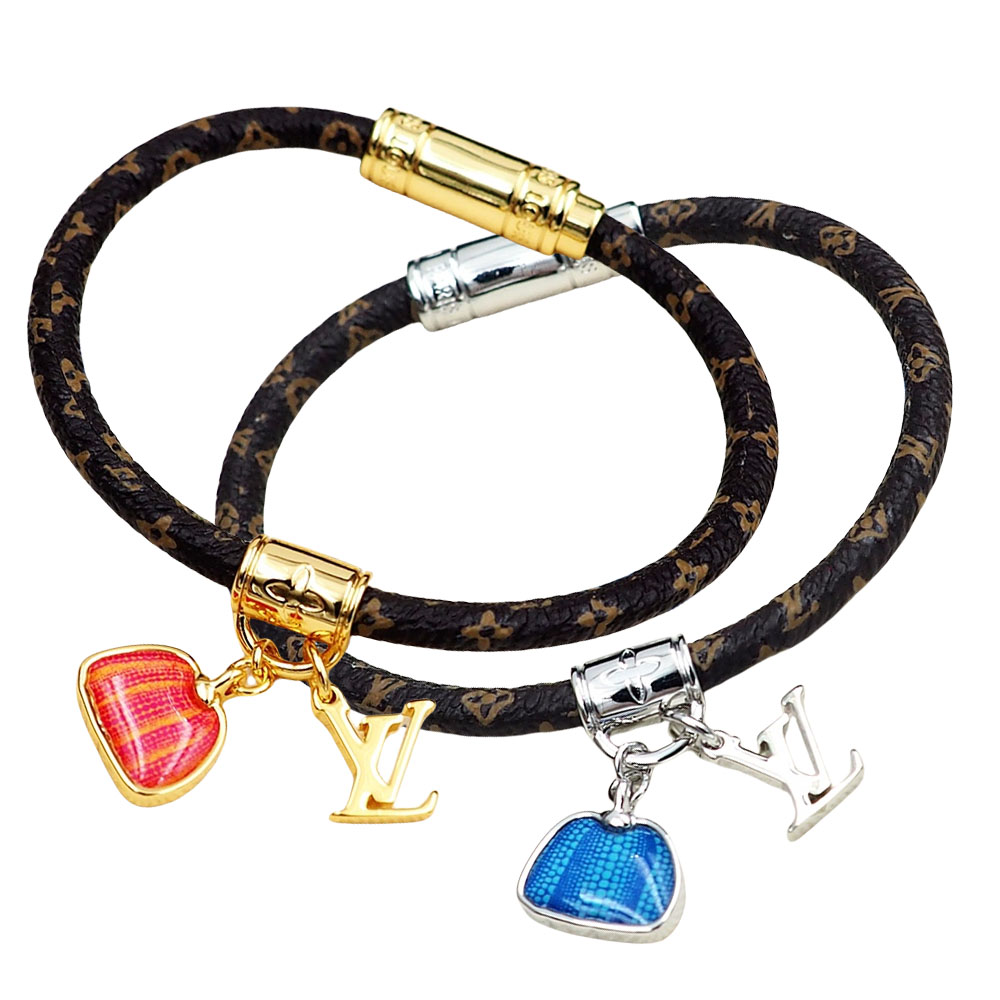 LVS031 M8153E leather LV x YK Hang It Bracelet for men - ccjewelryacc
