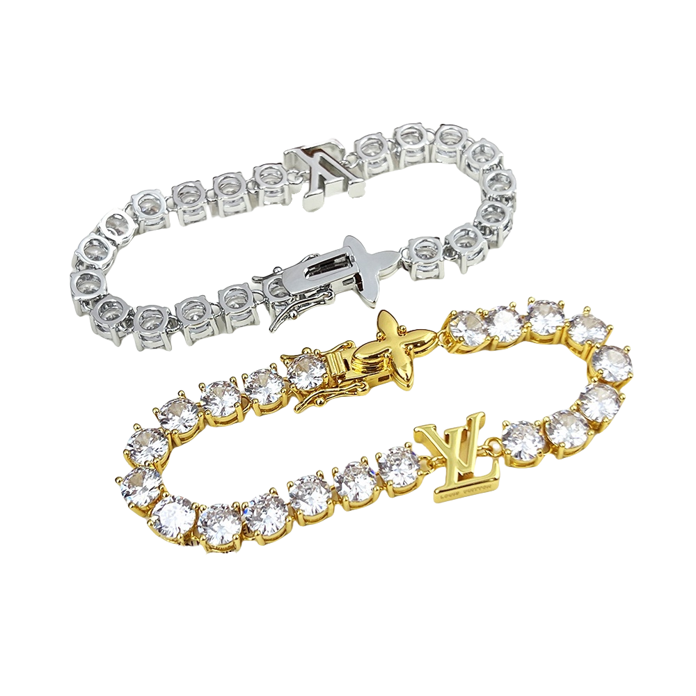 LVS018 LV diamond tennis bracelet for men women - ccjewelryacc