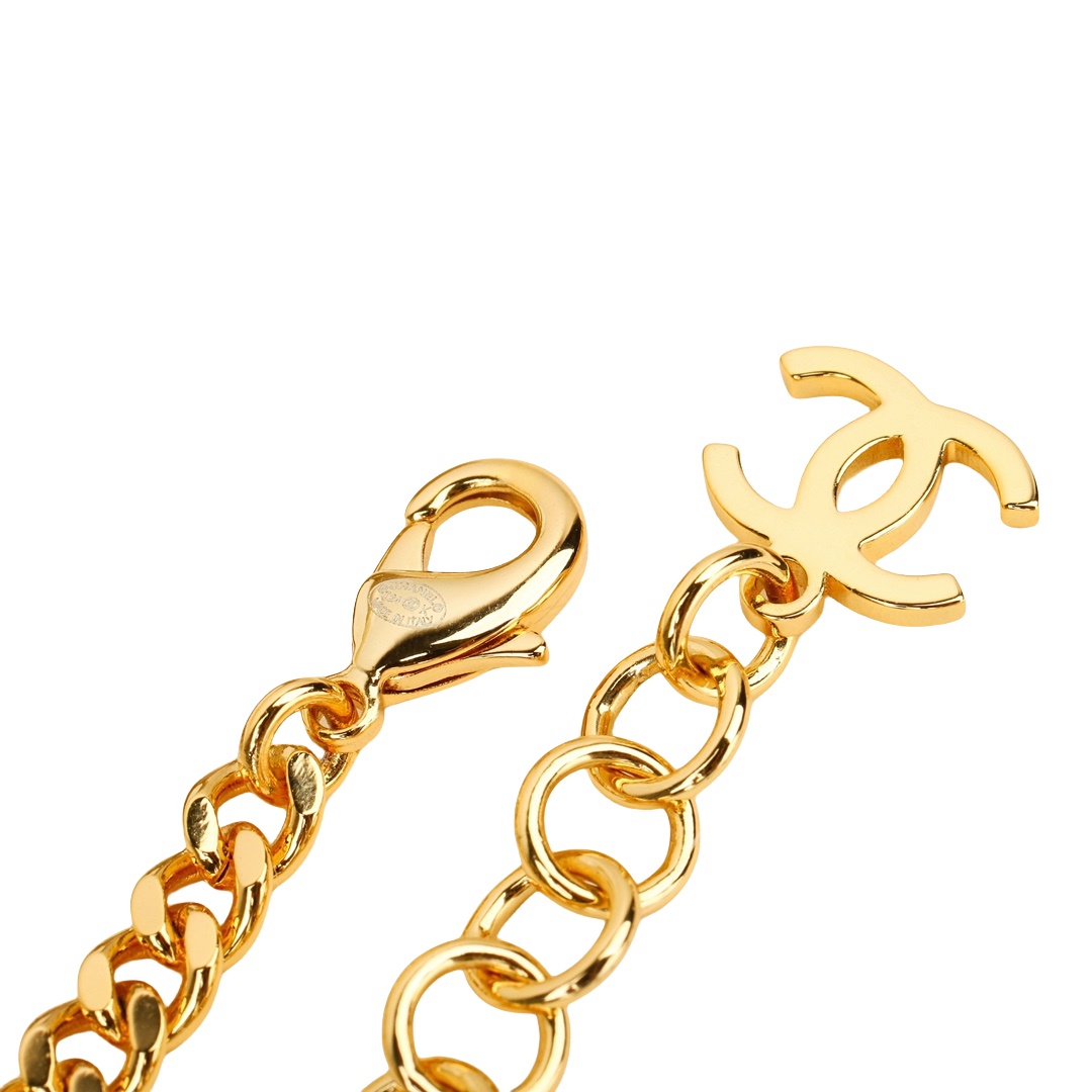 CCN572 24K Metal leather cc logo choker necklace - ccjewelryacc