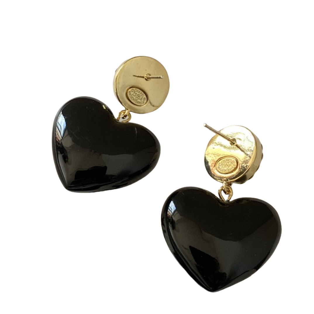 CCE107 White heart with CC logo drop earring - ccjewelryacc