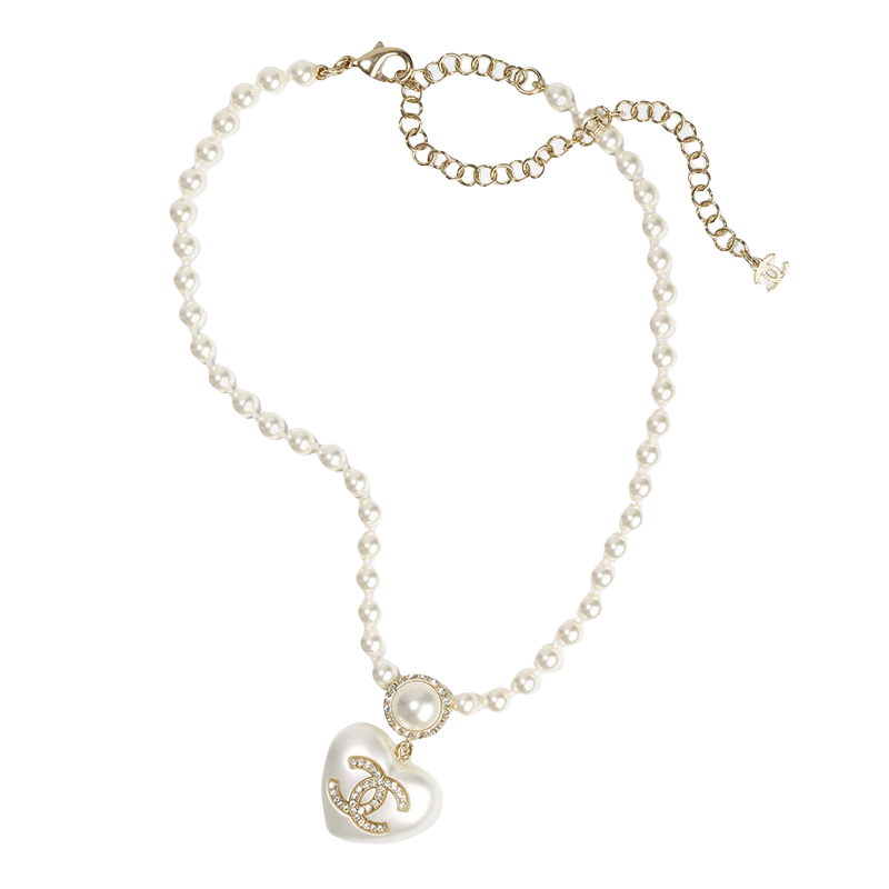 CCN047 Pearl chain with heart pendant Necklace - ccjewelryacc