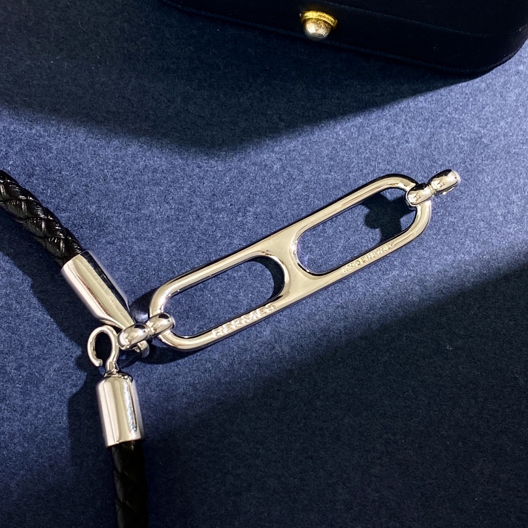 HMS034 Leather H buckle Roulis Double Tour bracelet for men - ccjewelryacc