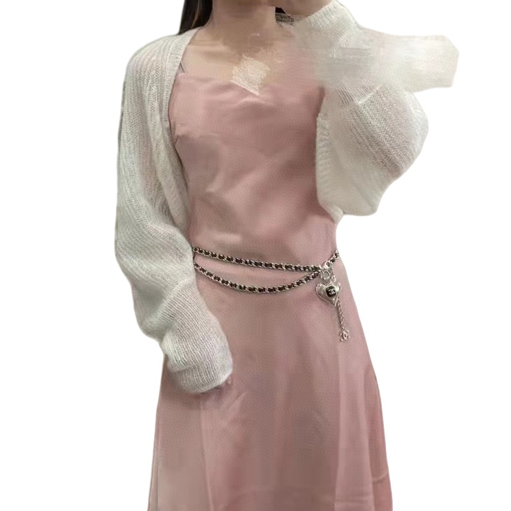 CCW010 Metal leather chain with heart CC logo charm Waist chain belt - ccjewelryacc