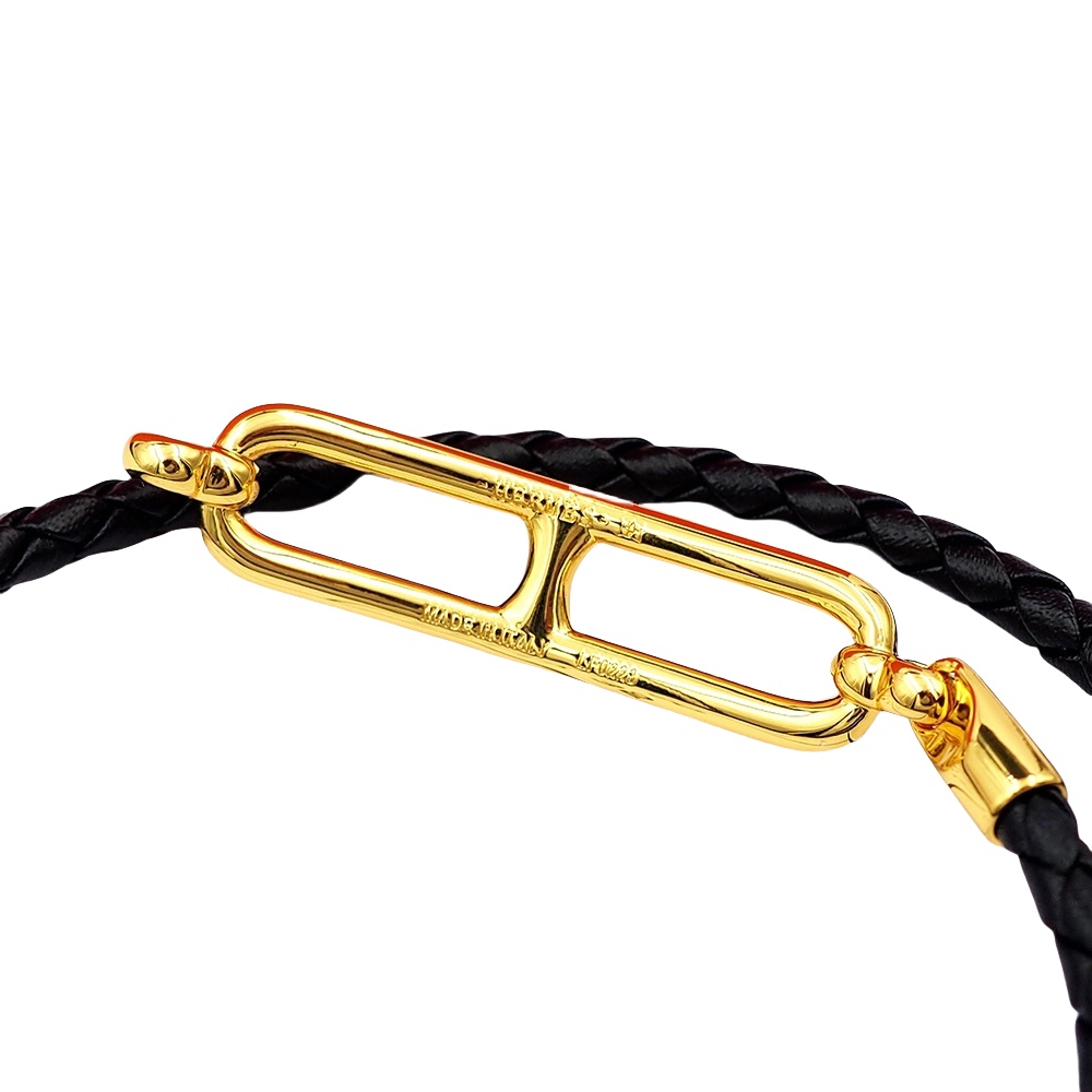 HMS034 Leather H buckle Roulis Double Tour bracelet for men - ccjewelryacc