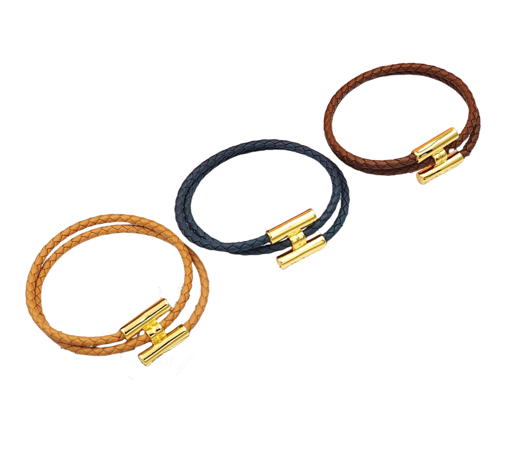 HMS022 Leather H buckle Armband Tournis Tresse bracelet for men - ccjewelryacc