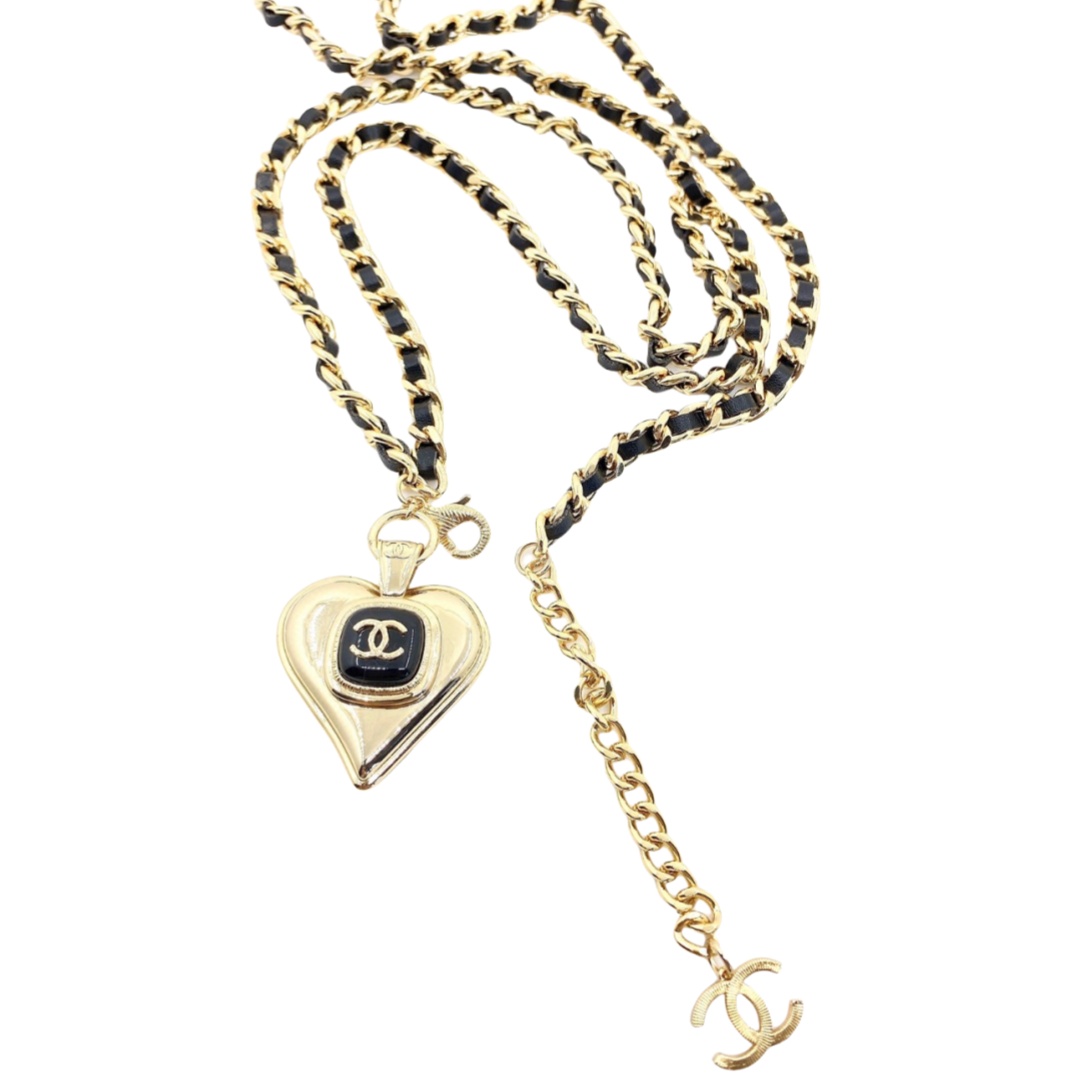 CCW010 Metal leather chain with heart CC logo charm Waist chain belt - ccjewelryacc