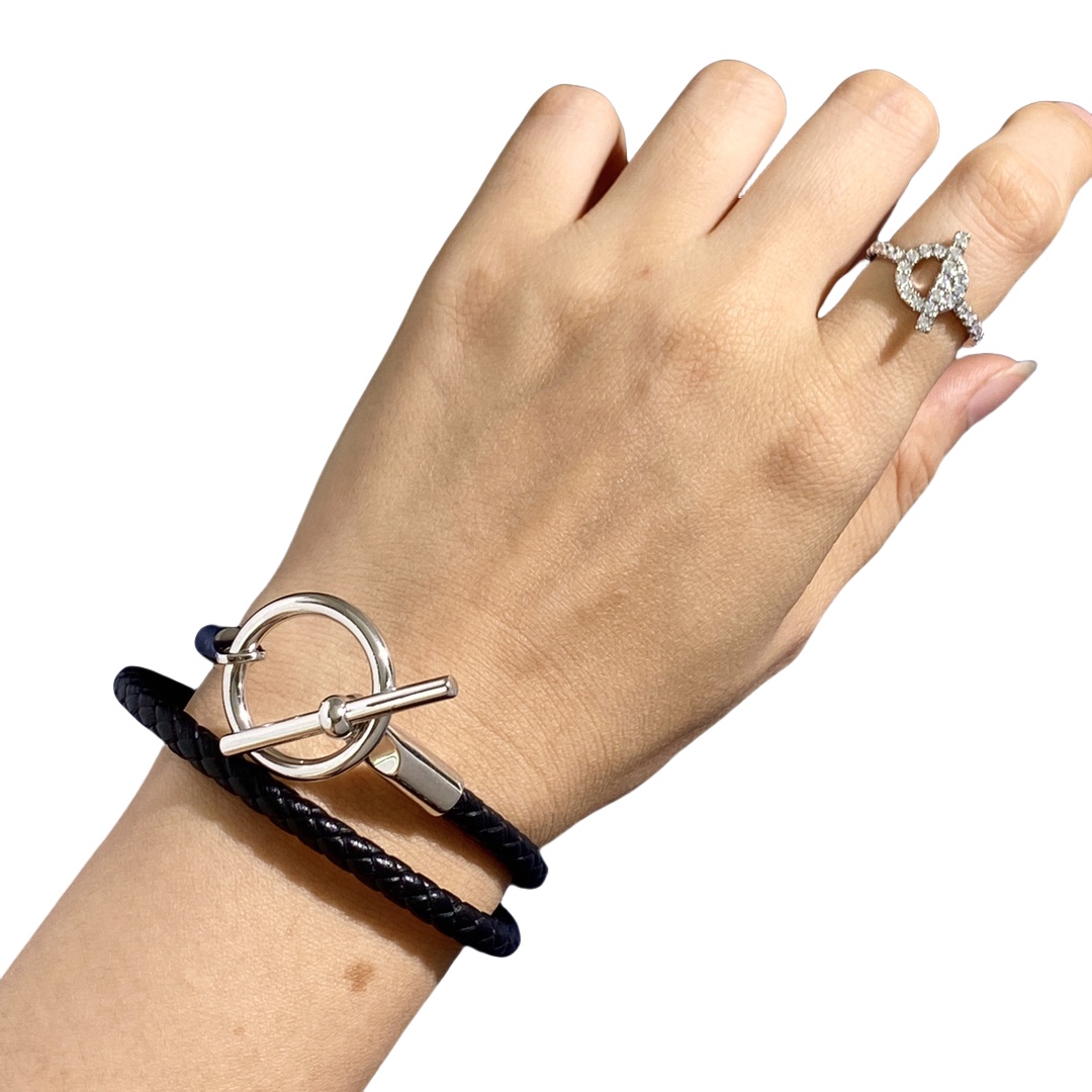 HMS007 Leather and OT buckle Glenan Double Tour bracelet for men - ccjewelryacc