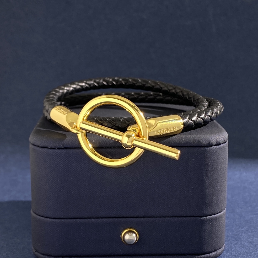 HMS007 Leather and OT buckle Glenan Double Tour bracelet for men - ccjewelryacc