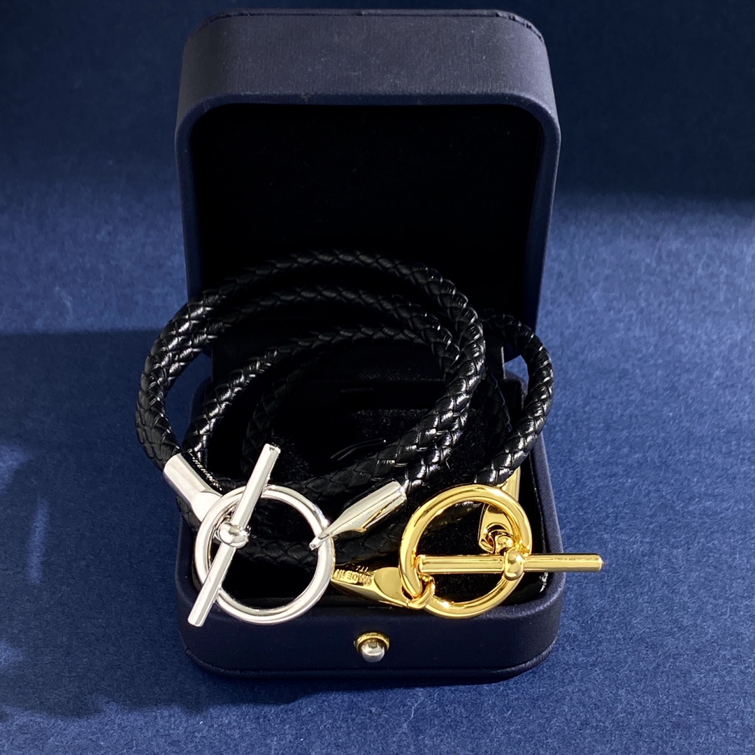 HMS007 Leather and OT buckle Glenan Double Tour bracelet for men - ccjewelryacc