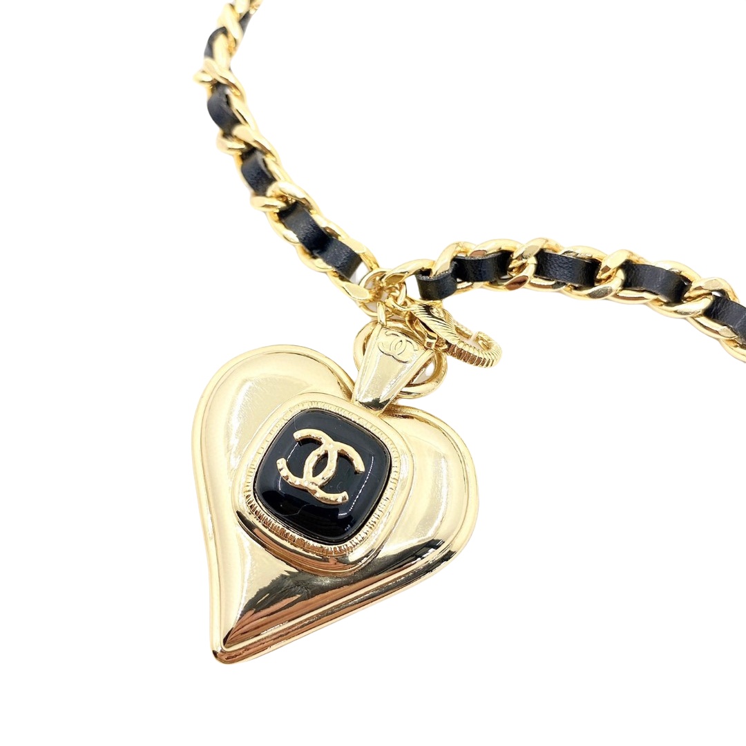 CCW010 Metal leather chain with heart CC logo charm Waist chain belt - ccjewelryacc