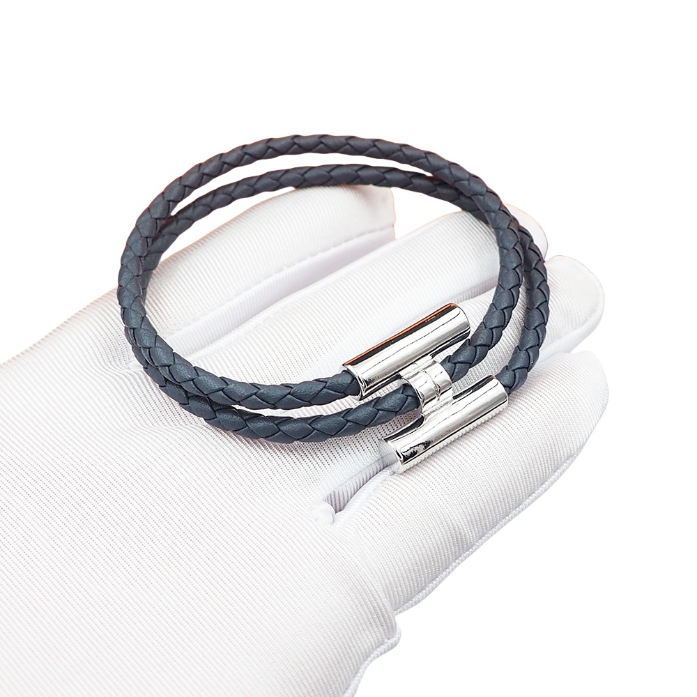HMS022 Leather H buckle Armband Tournis Tresse bracelet for men - ccjewelryacc