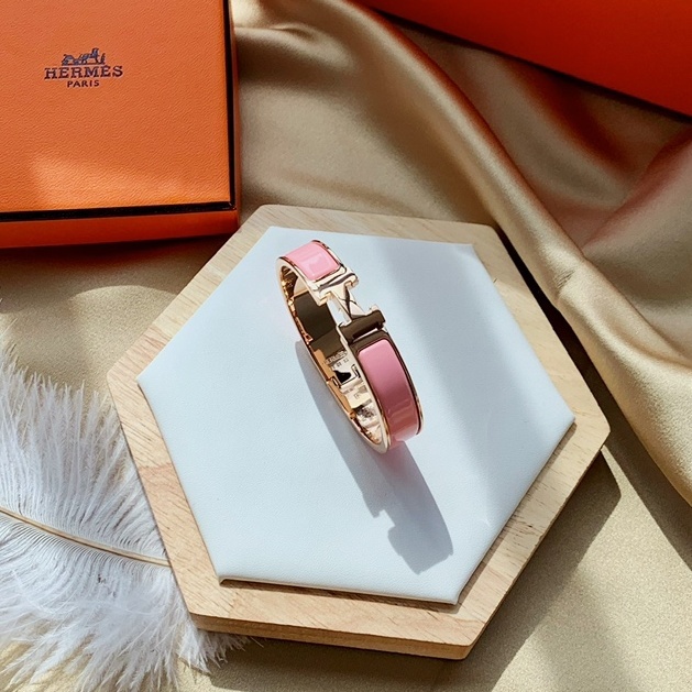 HMS029 12mm Metal Pink enamel Clic H bracelet 17 - ccjewelryacc