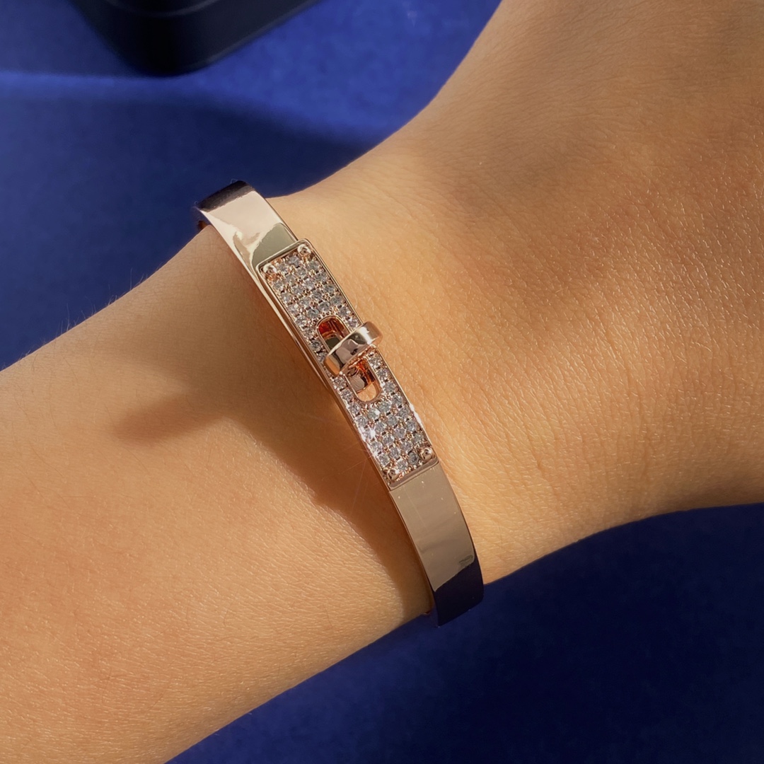 HMS059  Diamond Hermes Kelly bangle bracelet - ccjewelryacc