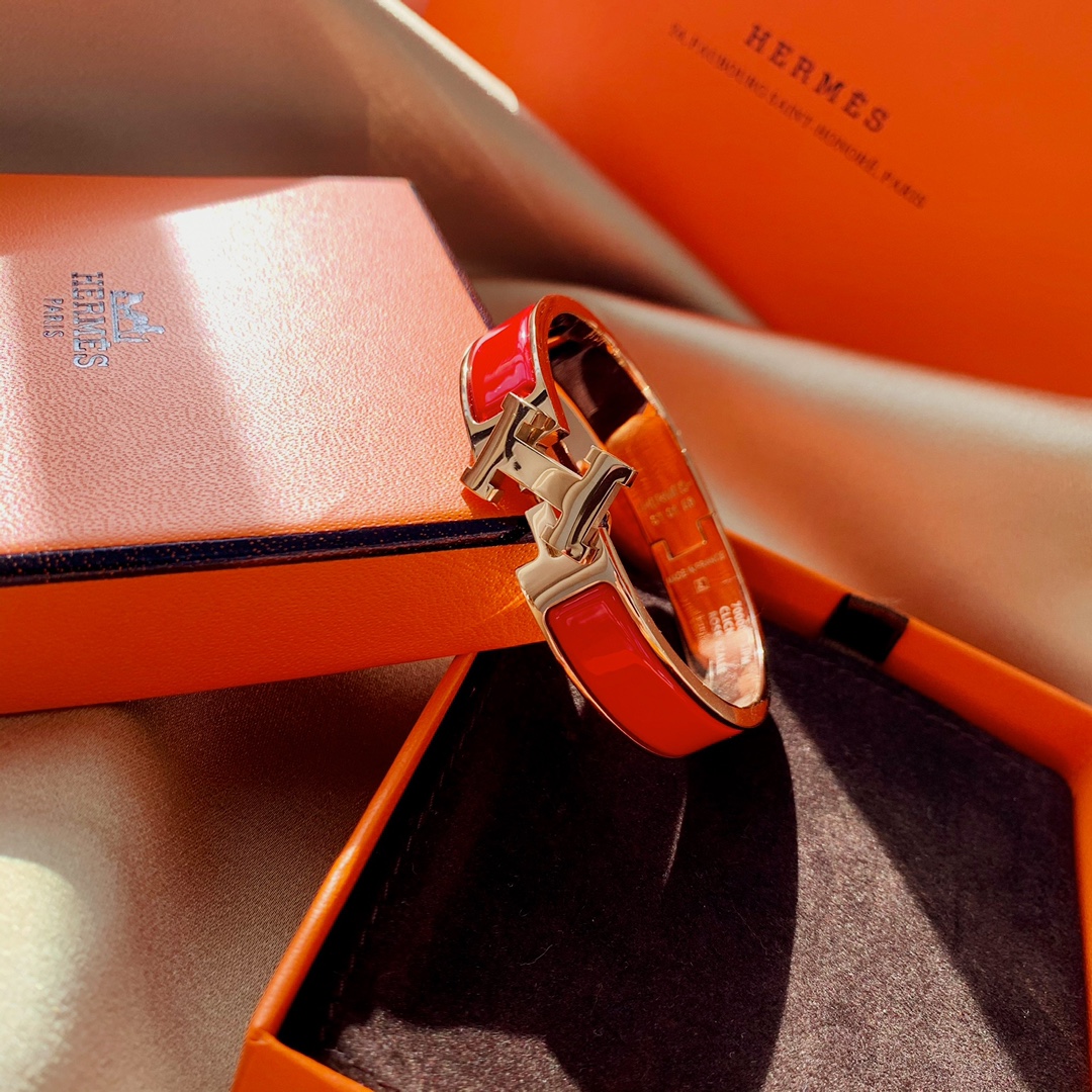 HMS028 12mm Metal Red enamel Hermes Clic H bracelet 17 - ccjewelryacc