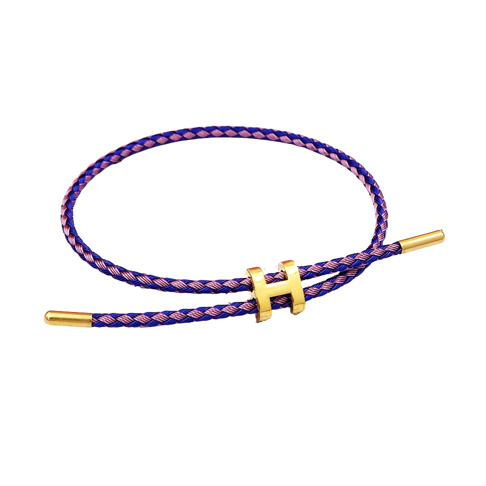 HMS042 H Steel and braided rope Bracelet Adjustable - ccjewelryacc