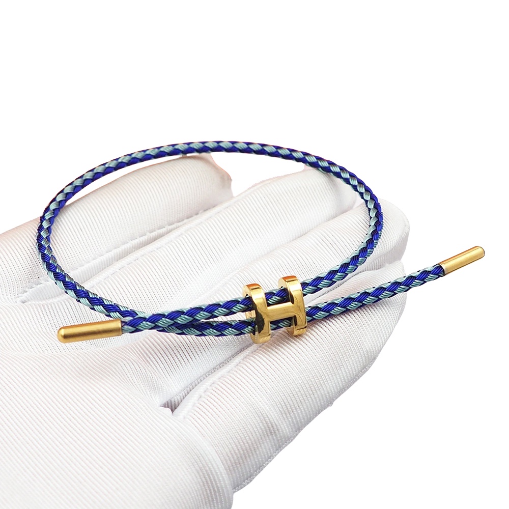 HMS042 H Steel and braided rope Bracelet Adjustable - ccjewelryacc