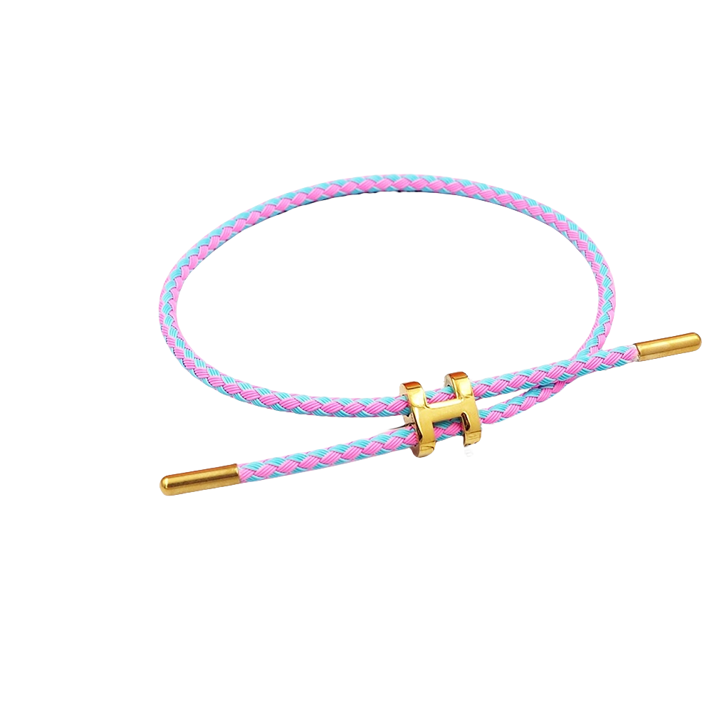 HMS042 H Steel and braided rope Bracelet Adjustable - ccjewelryacc