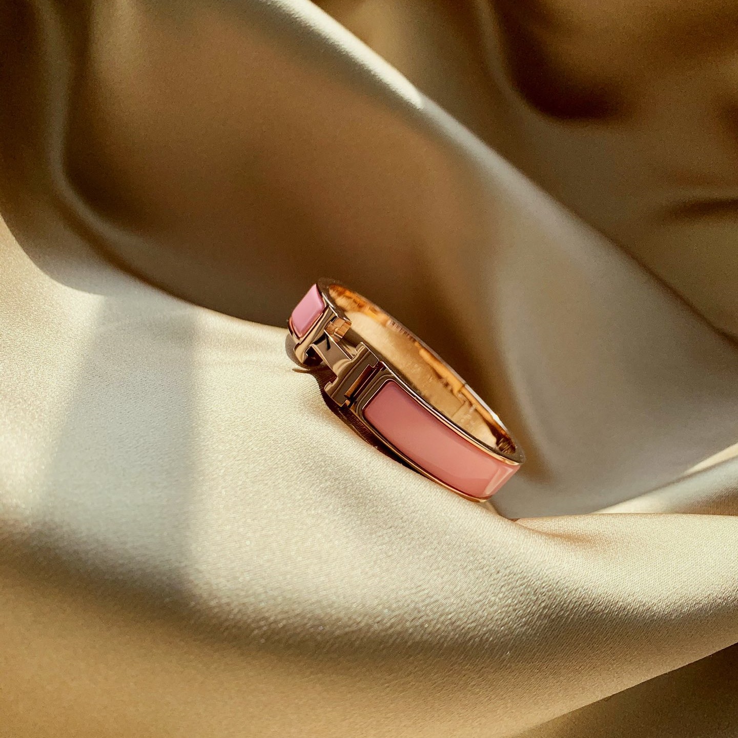 HMS029 12mm Metal Pink enamel Clic H bracelet 17 - ccjewelryacc