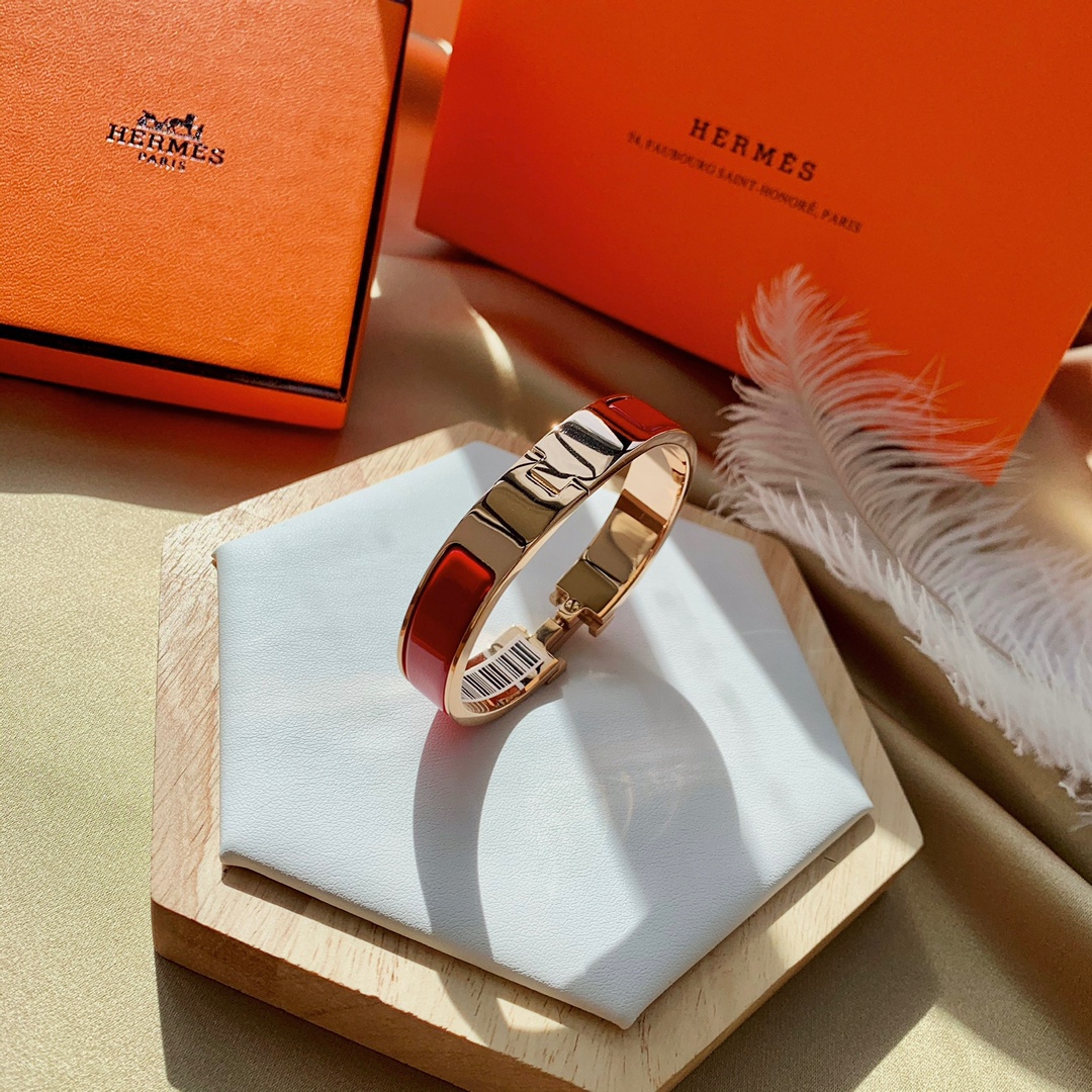 HMS028 12mm Metal Red enamel Hermes Clic H bracelet 17 - ccjewelryacc