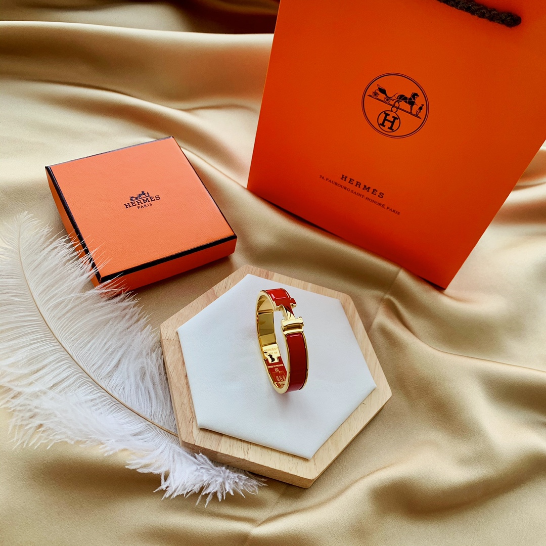 HMS028 12mm Metal Red enamel Hermes Clic H bracelet 17 - ccjewelryacc