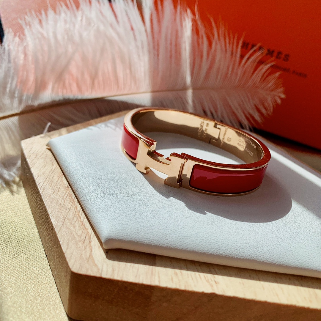 HMS028 12mm Metal Red enamel Hermes Clic H bracelet 17 - ccjewelryacc