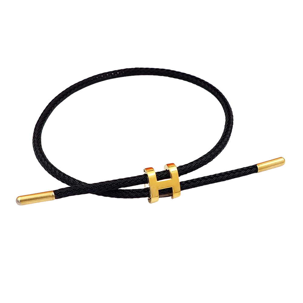 HMS042 H Steel and braided rope Bracelet Adjustable - ccjewelryacc