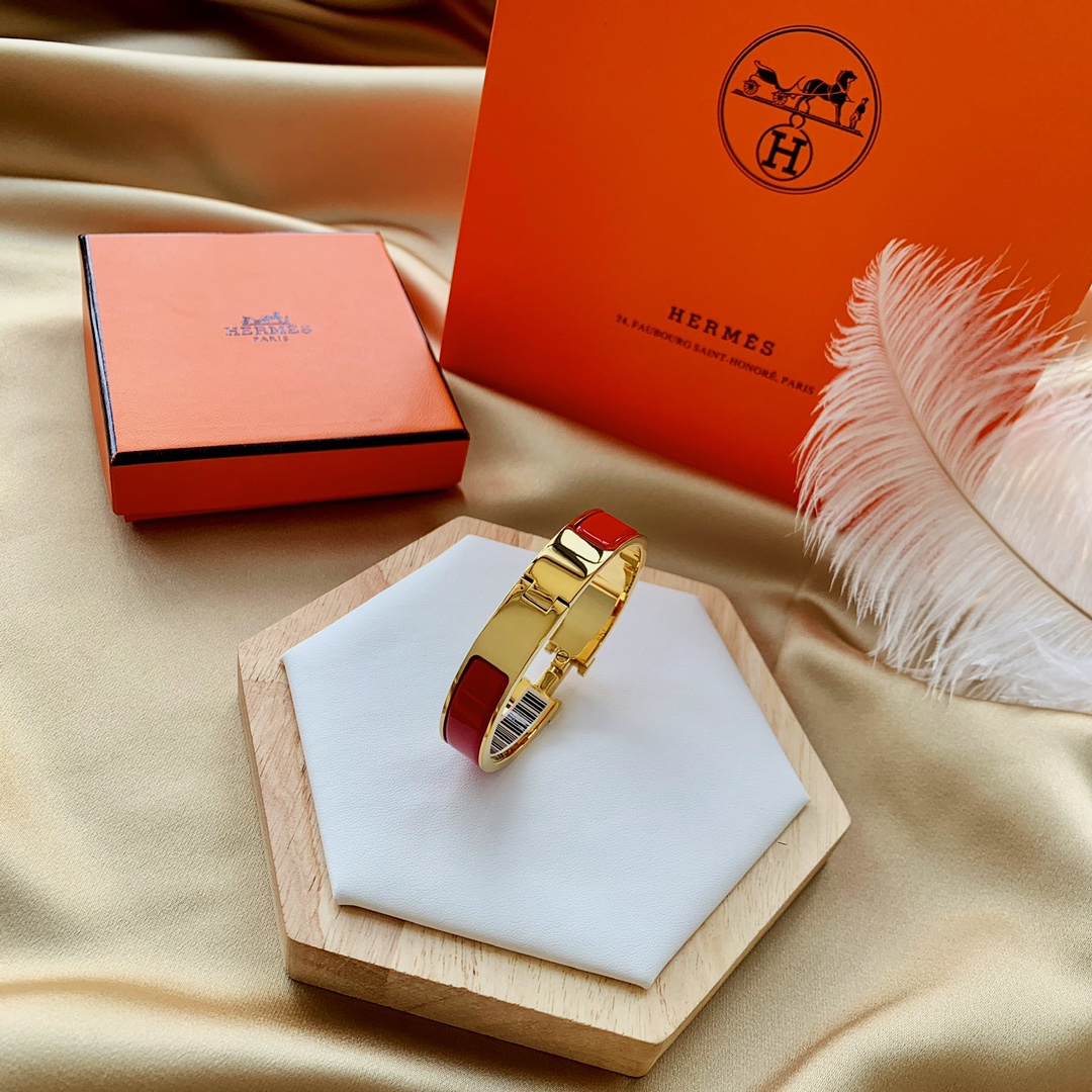 HMS028 12mm Metal Red enamel Hermes Clic H bracelet 17 - ccjewelryacc