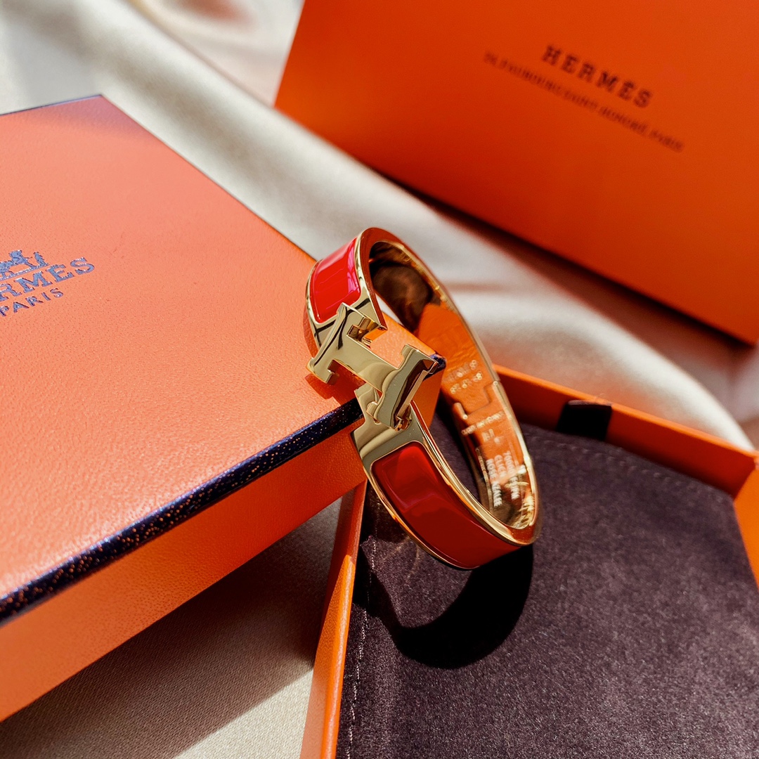 HMS028 12mm Metal Red enamel Hermes Clic H bracelet 17 - ccjewelryacc