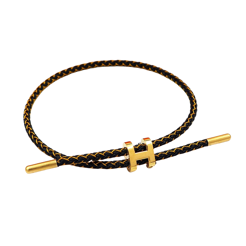 HMS042 H Steel and braided rope Bracelet Adjustable - ccjewelryacc