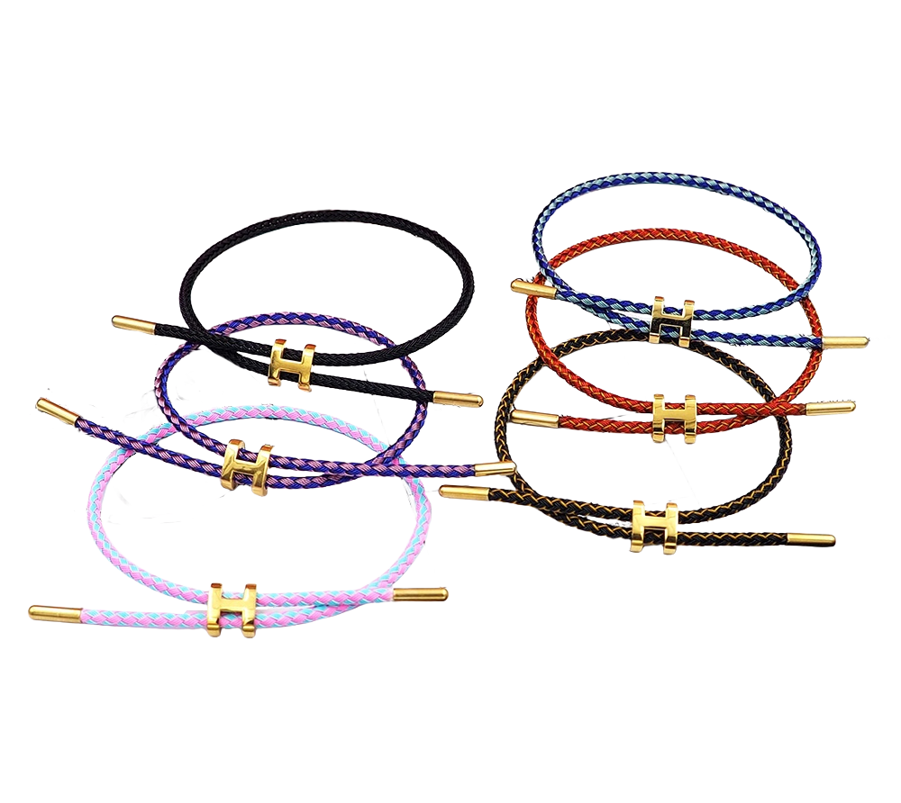 HMS042 H Steel and braided rope Bracelet Adjustable - ccjewelryacc