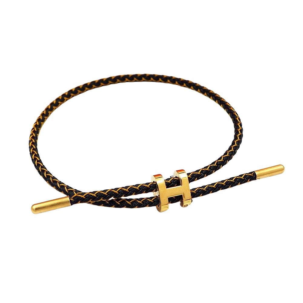 HMS042 H Steel and braided rope Bracelet Adjustable - ccjewelryacc