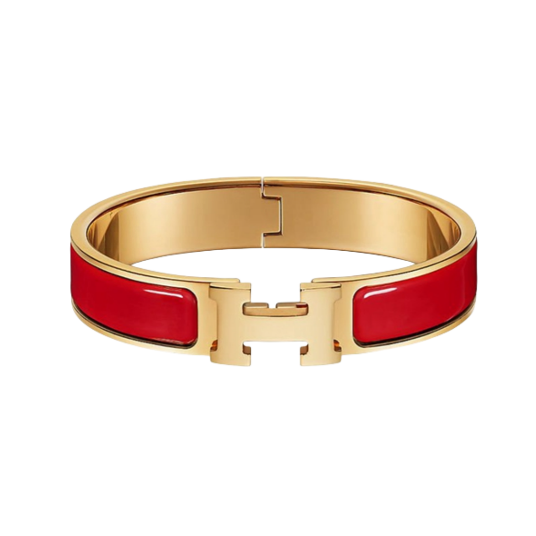 HMS028 12mm Metal Red enamel Hermes Clic H bracelet 17 - ccfashionjewelry