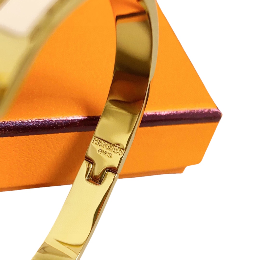 HMS020 8mm Milk tea Enamel Gold clic clac H bracelet 17 - ccjewelryacc