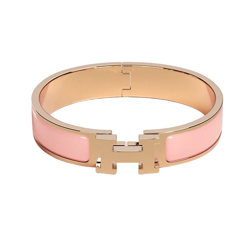HMS029 12mm Metal Pink enamel Clic H bracelet 17 - ccfashionjewelry