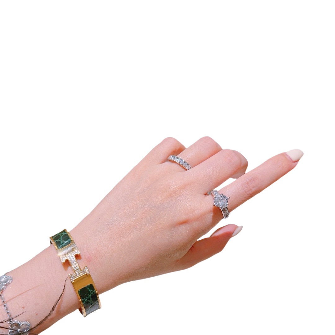 HMS054 12mm Metal crocodile leather crystal Clic H bracelet 17 - ccjewelryacc