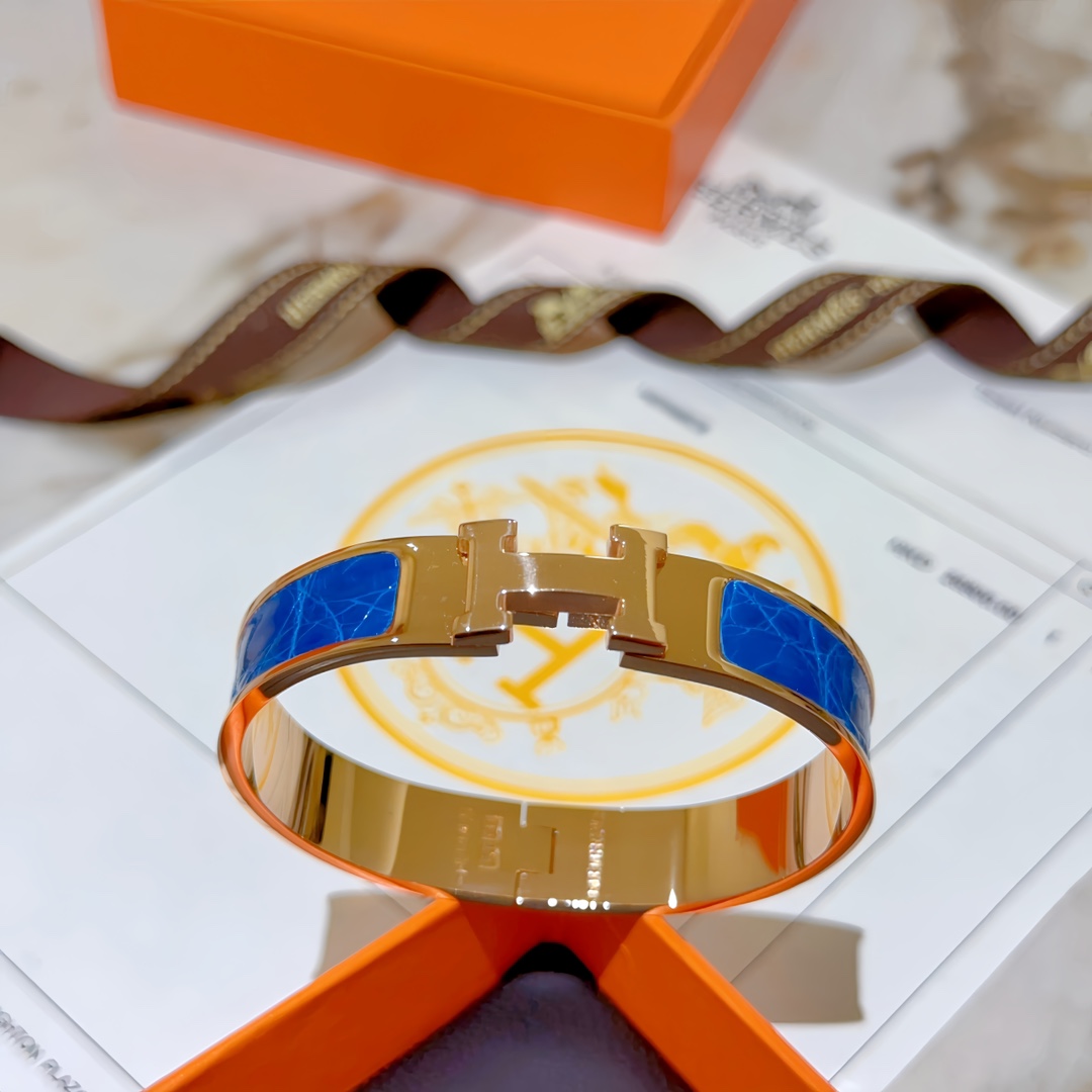 HMS053 12mm Metal crocodile leather Clic H bracelet 17 - ccjewelryacc