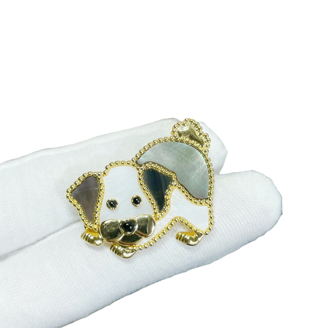 VCB021 18k gold Lucky Animals Bichon frise brooch pin - ccjewelryacc