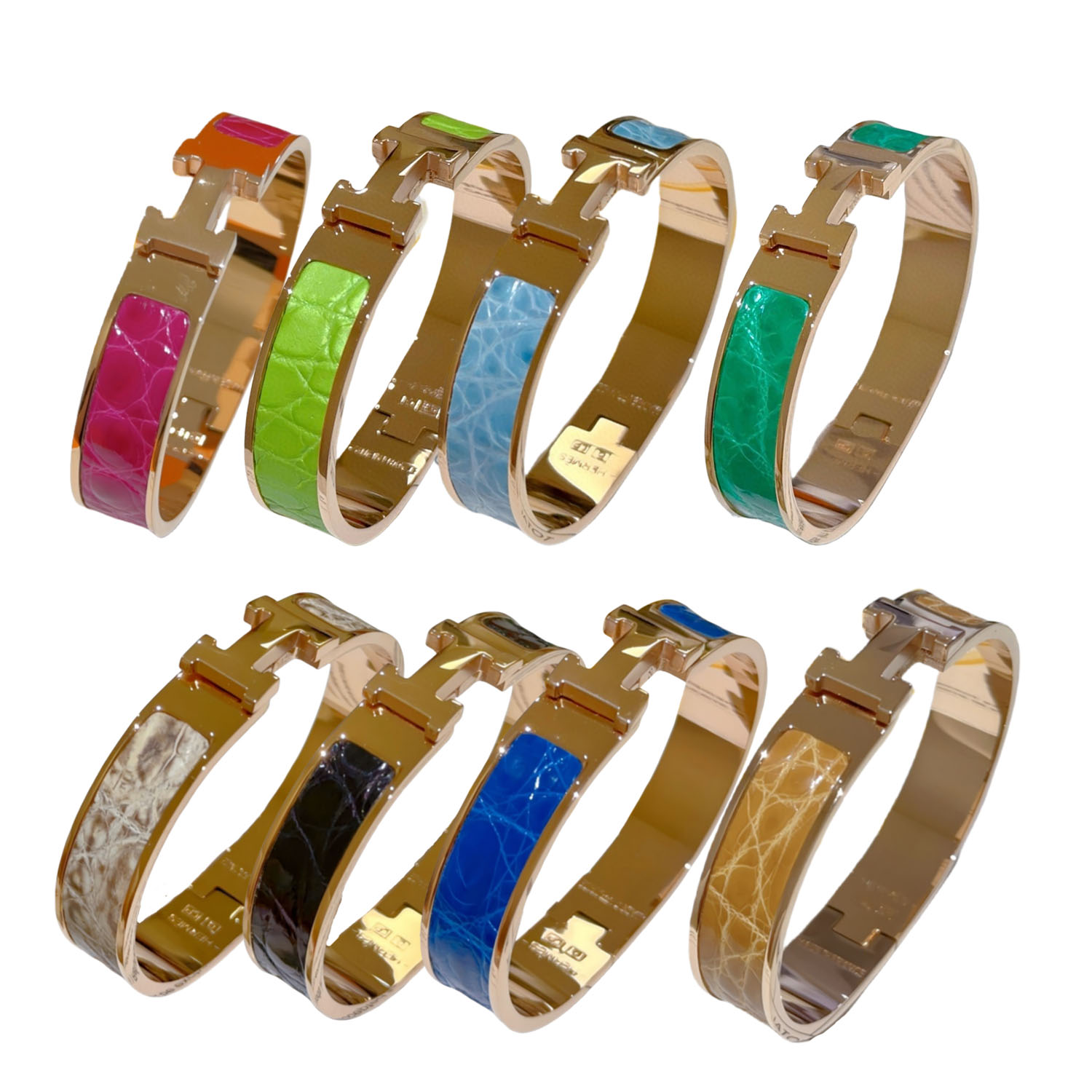 HMS053 12mm Metal crocodile leather Clic H bracelet 17 - ccfashionjewelry