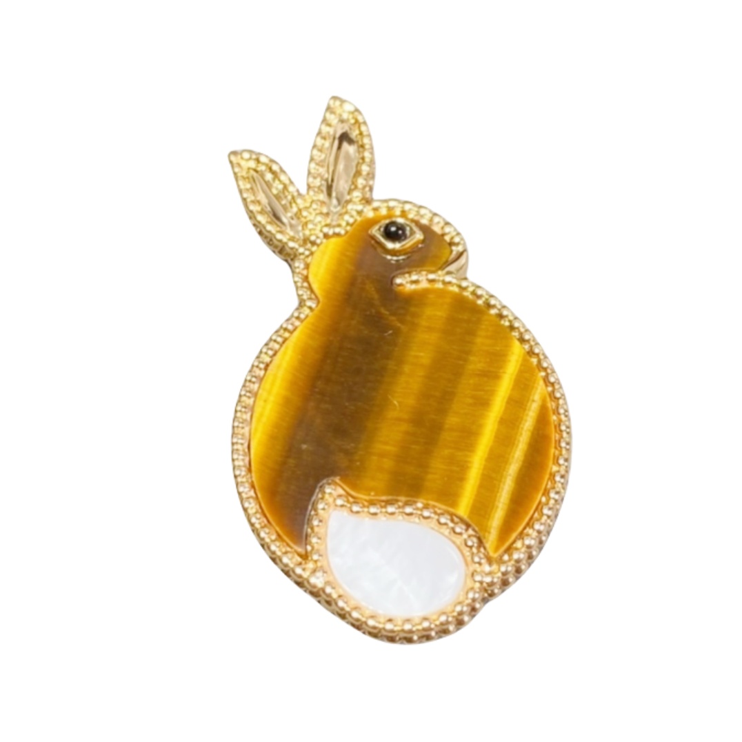 VCB004 Lucky Animals Rabbit brooch pin 18k gold - ccjewelryacc