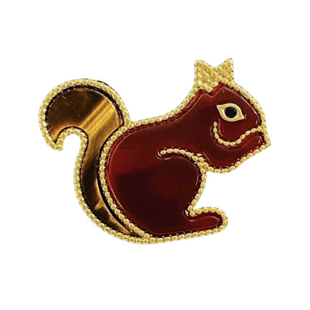 VCB008 Lucky Animals squirrel brooch pin 18k gold - ccjewelryacc