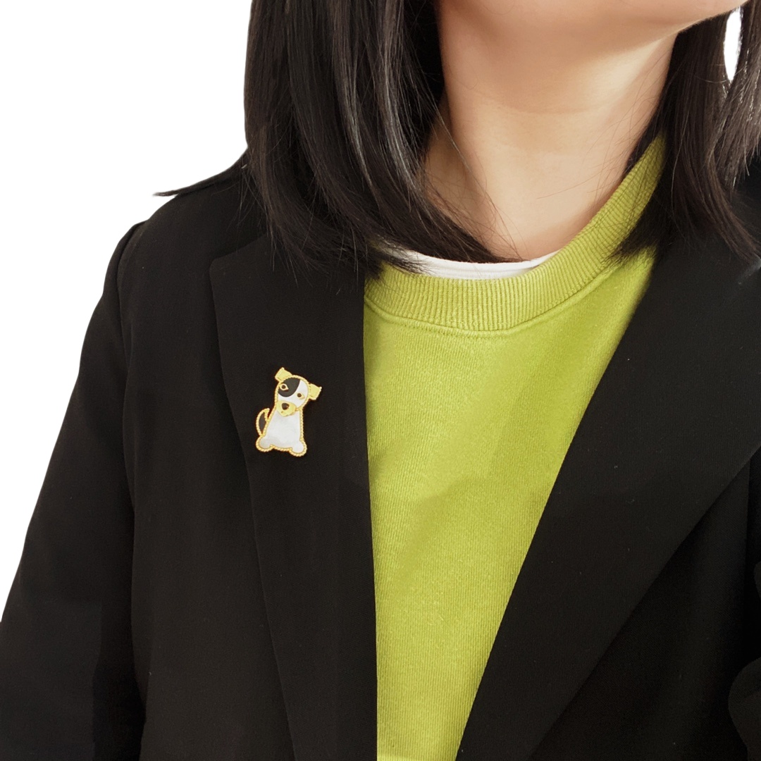 VCB003 Lucky Animals Dog brooch pin 18k gold - ccjewelryacc