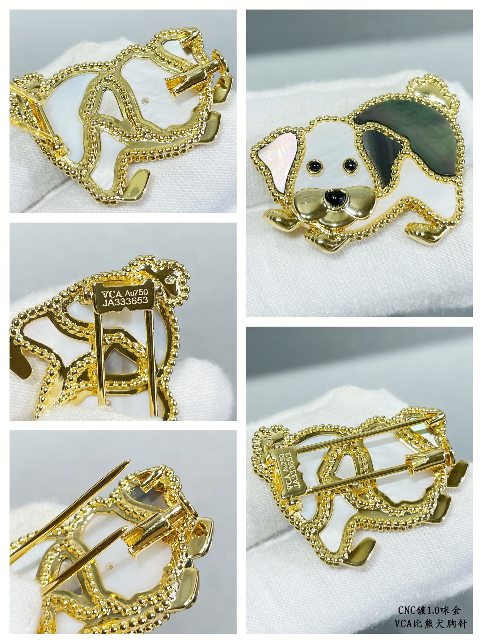 VCB021 18k gold Lucky Animals Bichon frise brooch pin - ccjewelryacc