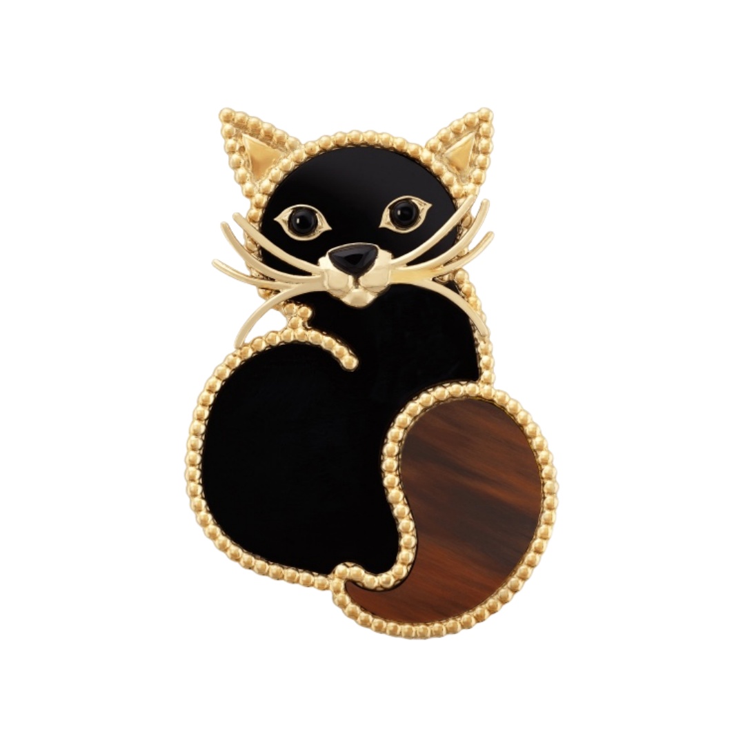 VCB023 18k gold Lucky Animals Cat brooch pin - ccjewelryacc