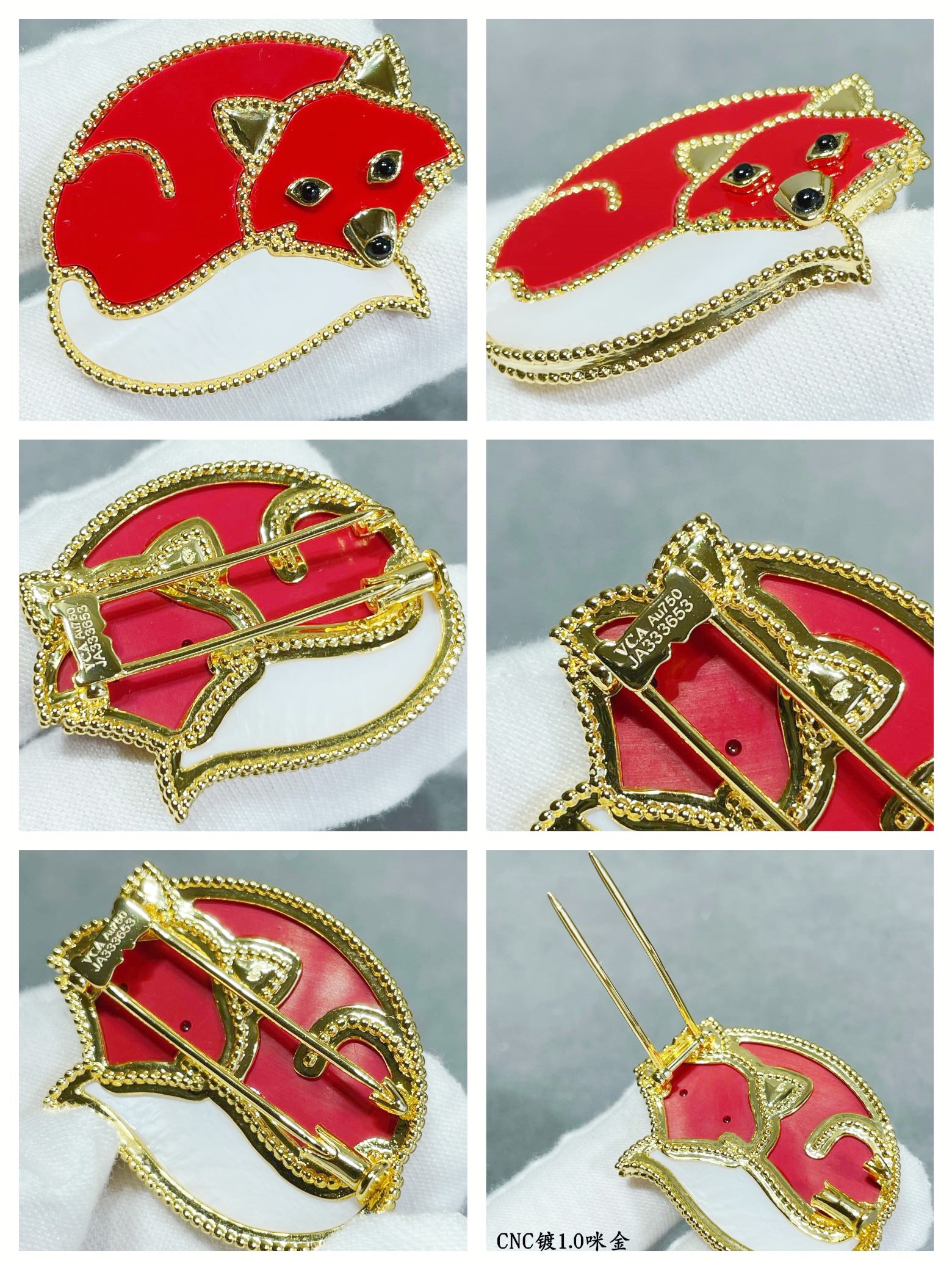 VCB018 18k gold Lucky Animals Fox brooch pin - ccjewelryacc