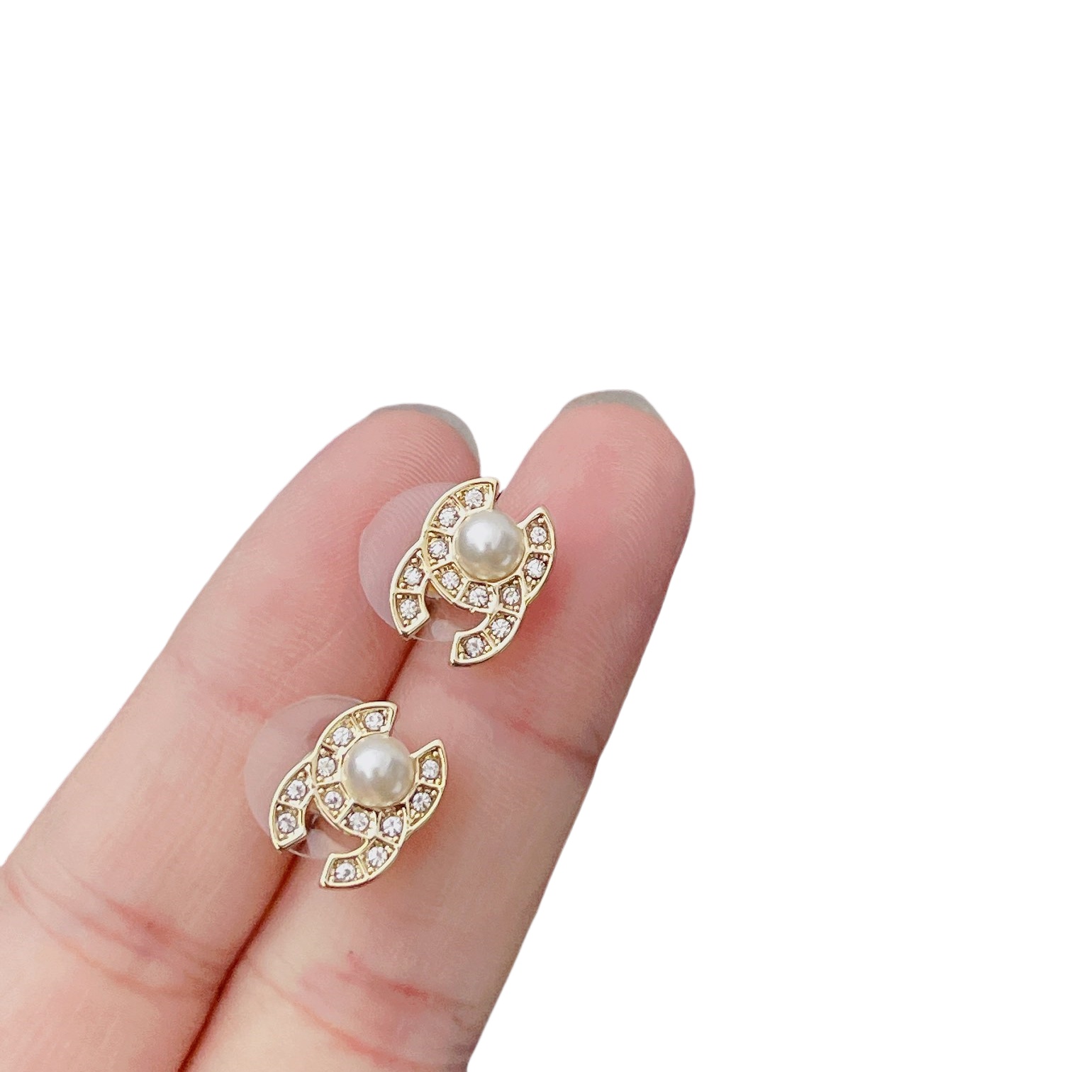 CCE212 Mini Crystal and pearl CC stud earring - ccjewelryacc