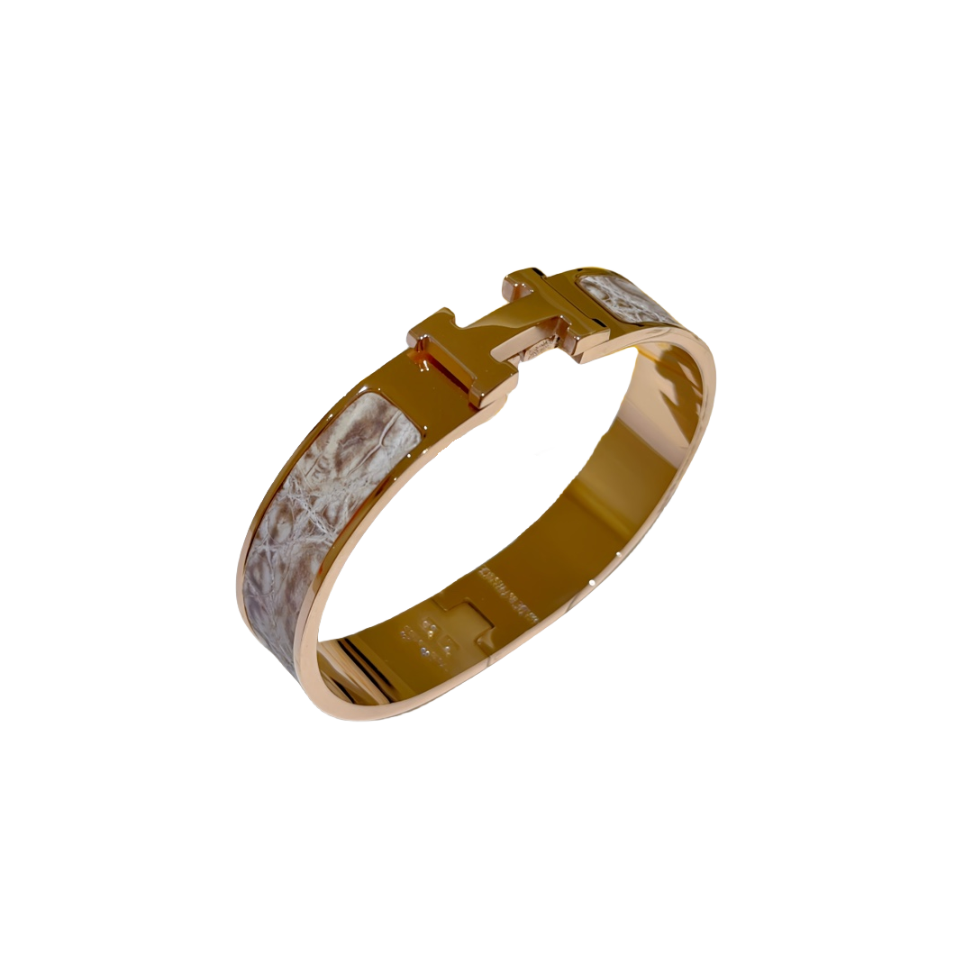 HMS053 12mm Metal crocodile leather Clic H bracelet 17 - ccjewelryacc