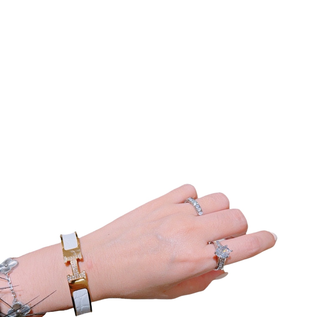 HMS054 12mm Metal crocodile leather crystal Clic H bracelet 17 - ccjewelryacc