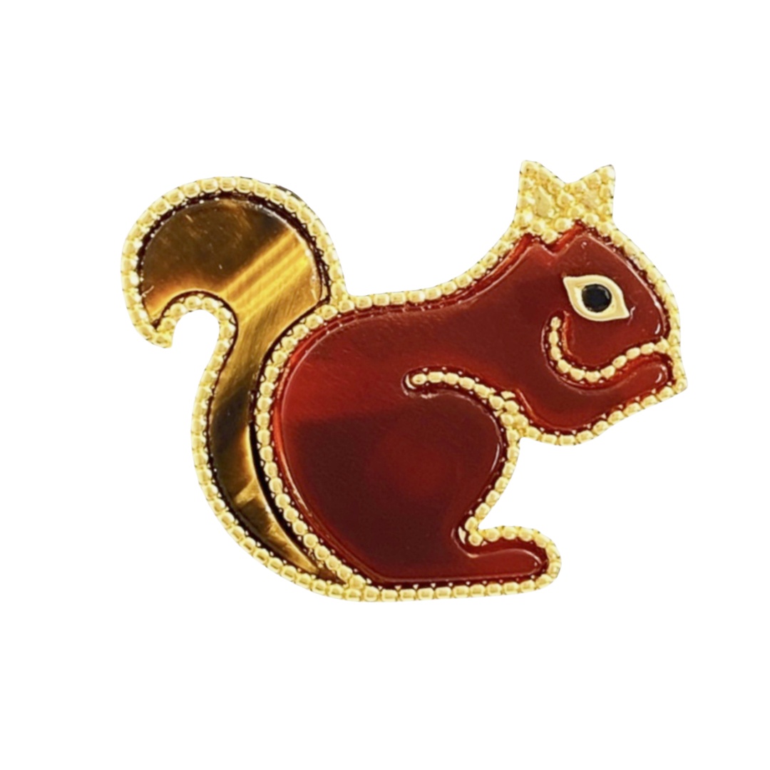 VCB008 Lucky Animals squirrel brooch pin 18k gold - ccjewelryacc