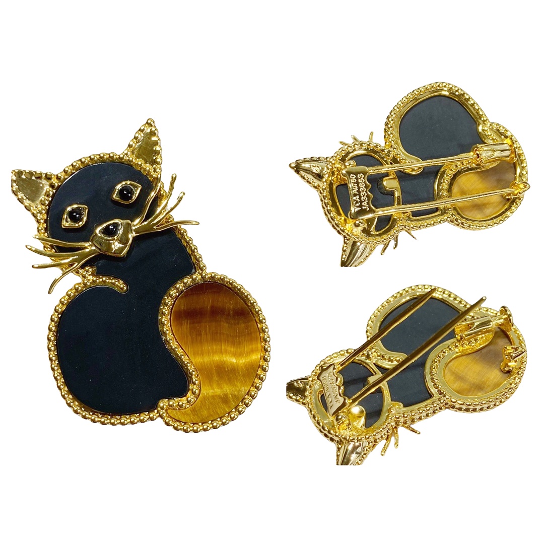 VCB023 18k gold Lucky Animals Cat brooch pin - ccjewelryacc